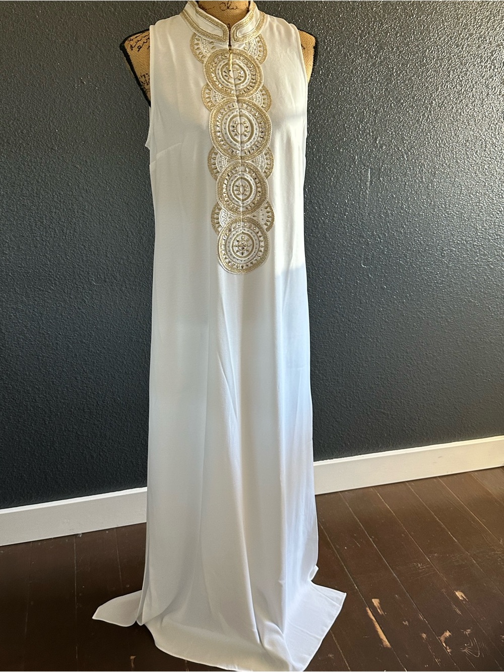 Lilly Pulitzer Jane Maxi Dress Resort White Gold Size 10 NWT Tall 61.5”